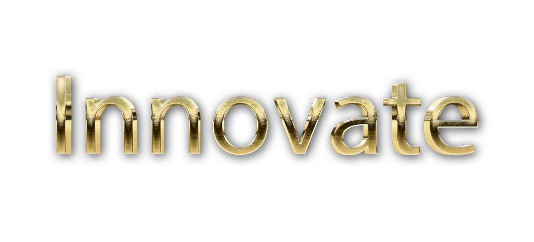 3D WORD INNOVATE gold text effects art typography PNG images free